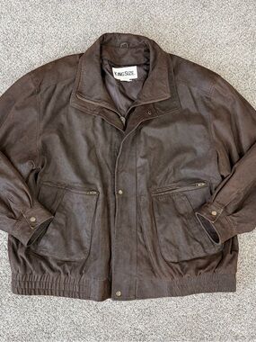Vintage King Size Chocolate Brown Genuine Suede Bomber Jacket Men’s Big 4XL